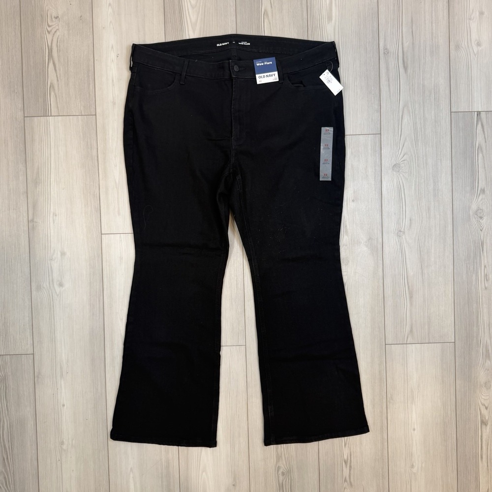 Old Navy‎ Jeans NWT High-Waisted Wow Wide Leg Black Jack Stretch 22 Regular